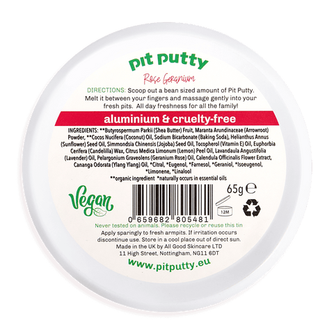 Rose Geranium Pit Putty Tin - Back